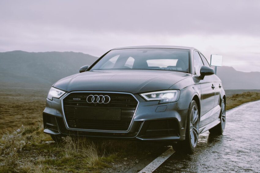 Grey Audi Sedan Parked Beside Road